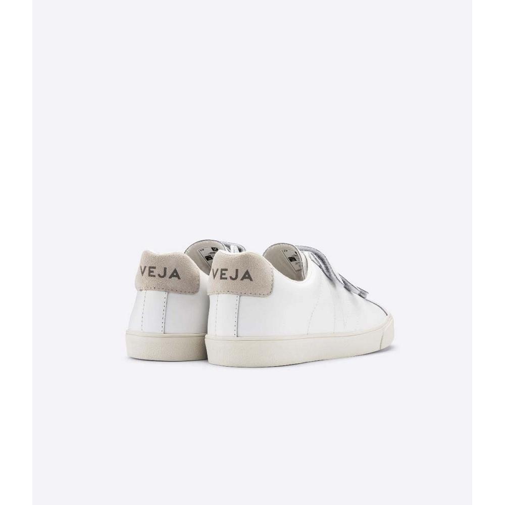 Women's Veja 3-LOCK LEATHER Sneakers White | ZA 613BEX